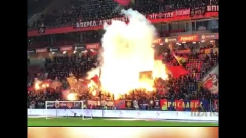 In one game of Russia's Football Super League, fans ignited lighting fireworks in the stands.