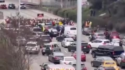 Seattle Washington - Pro-Palestine Protesters Bring the I-5 Highway to a complete Standstill, Blocking All Traffic