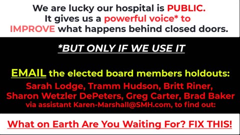 Behind Closed Doors - FIX THIS, Sarasota County Memorial Hospital Board!!!