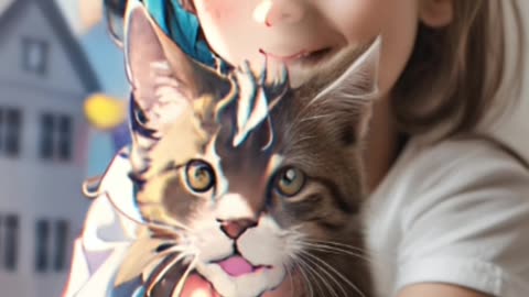 Cat sit on cute girl generate by Ai photoleap 😍😍 #cat #cutegirl #reels #rumble