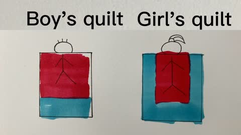 pencil cartoon, Boy's quilt and girl's quilt