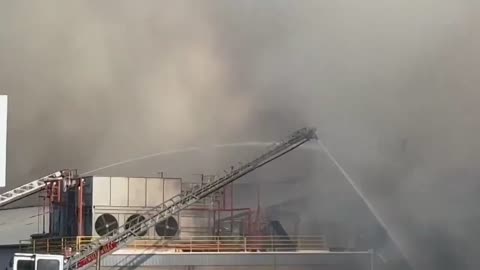 Massive Fire at Cold Storage Facility Releasing Hazardous Smoke