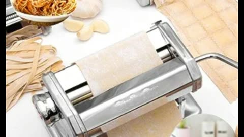 Pasta Maker Deluxe Set 5 pc Steel Machine w Spaghetti Fettuccini Roller Angel Hair Ravioli Noodle |