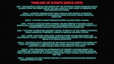 [biosecure] - Timeline of events since 2017 #ai #Oumuamua #VaccineGenocide #Ukraine #USA #COVID19