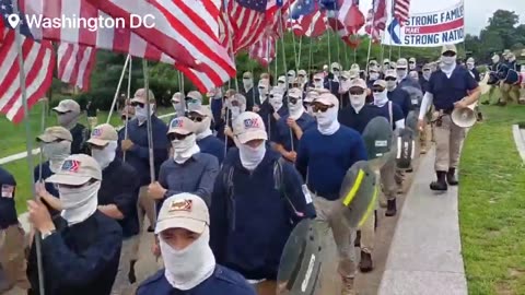 This is Antifa & The Feds. Patriots don’t wear mask like this with flags upside down