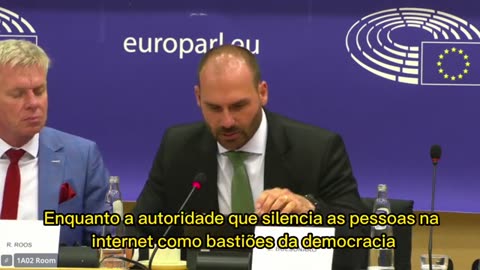 Eduardo Bolsonaro expõe no Parlamento Europeu: ditadura brasileira e Twitter Files.