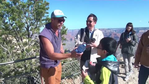 Interviewing people by Grand Canyon