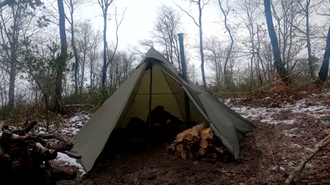 4 Days WINTER CAMPING in Blizzard With My Dog, Survival, Off Grid, Nature Movie, Snowstorm Bushcraft