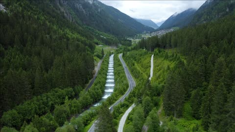 aerial car following footage driving