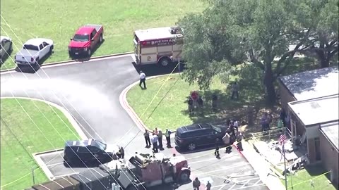 Truck crashes into Texas public building, killing one