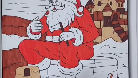 Coloring Santa and Sandcastles - Christmas in July