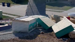 Lumber Delivery Slides Off Truck