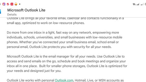new microsoft outlook lite app features and review