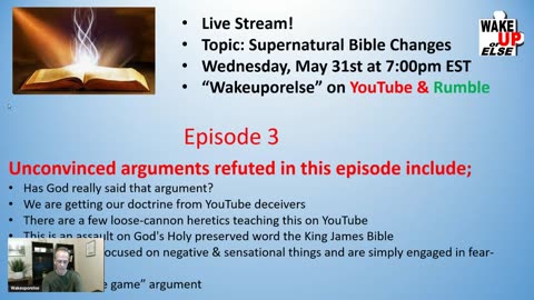 Live Stream! Topic: Supernatural Bible Changes