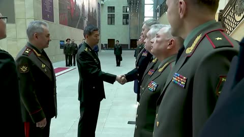 Meeting ceremony between defense ministers of Russia and china