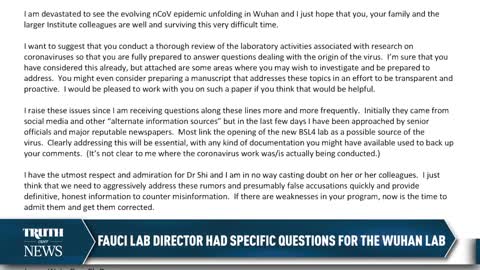 Fauci-Funded Lab Director Called for Investigation Into Possible Virus Release From Wuhan Lab