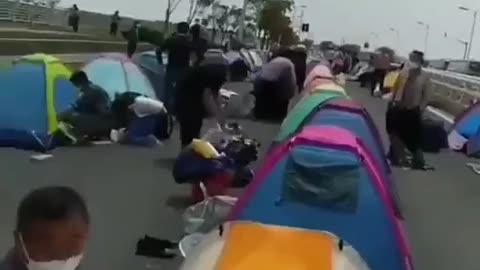 China - “quarantine camps” Tents on expressways....