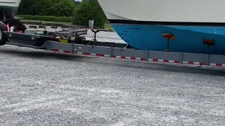 Truck Transporting Giant Boat