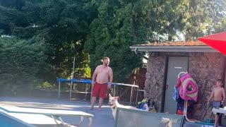 Guy Fails Doing Cartwheel into Pool