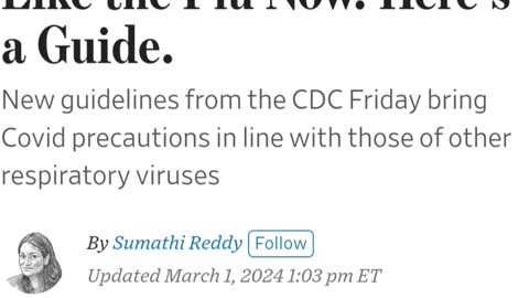 CDC Announces We Can Pretty Much Treat Covid Like The Flu