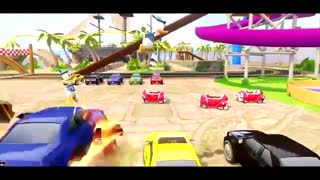 ♫Nursery Rhymes♫ with TRIPLE DONALD DUCK riding Mickey's Car & race with Lightning McQueen !