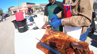 BBQ Rib Cutting in Austin BBQ Competition