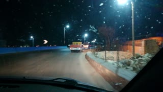 traveler records his driving at rainy night