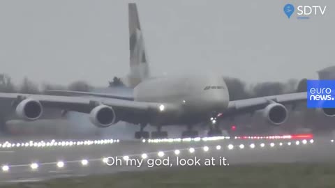 Pilot lands 394-ton A380 sideways storm Dennis rages