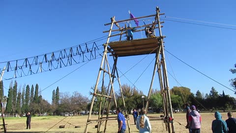 Scouts monkey bridge and zip line