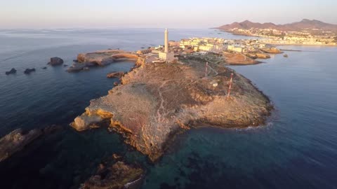 Cool Arial view of a seashore town