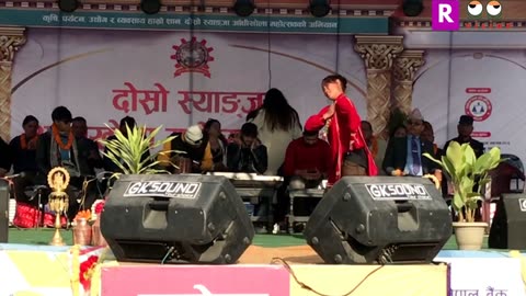 Beautiful Nepalese Girl's Dance with Traditional Dress-up