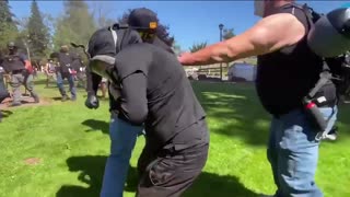 Antifa militant hit at riot