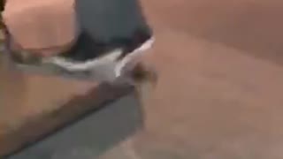 Grey sweater scooter grind skatepark fail