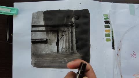 Teach you how to paint a lonely and silent subway station with watercolor IX