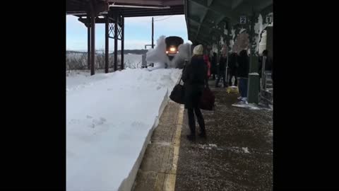 awesome powerful snow plow train removal!