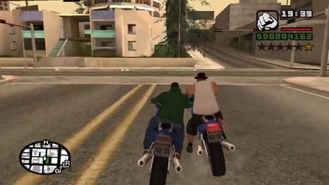 GTA San Andreas We drive from the cops down the street on a motorcycle