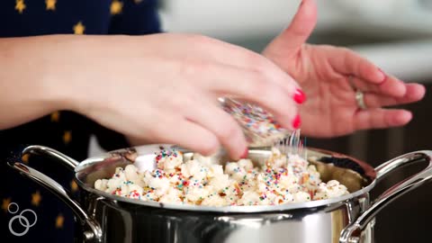 White Chocolate Marshmallow Popcorn Treats