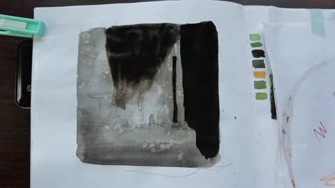 Teach you how to paint a lonely and silent subway station with watercolor 3
