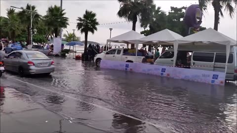 Pattaya Beach Road Flood Pattaya Thailand