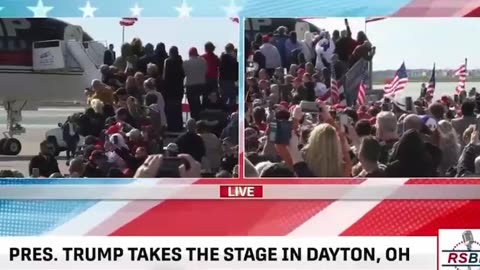 President Trump walks out of Trump Force One at Dayton, Ohio rally