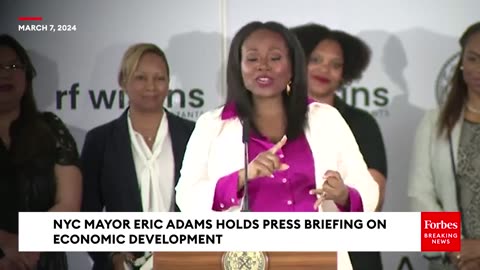 NYC Mayor Eric Adams Holds Press Briefing On Economic Development In Brooklyn