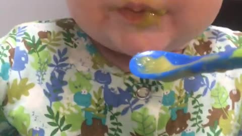 Mashed peas are NOT her favourite