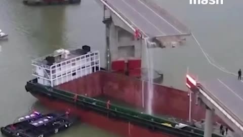 Tanker takes down part of a bridge in china