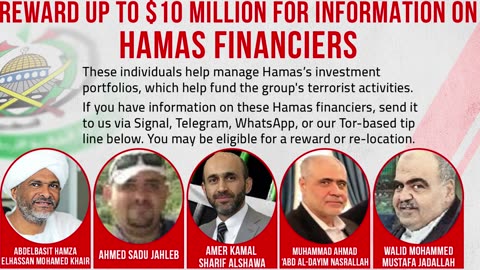 Rewards for Justice offering a reward of up to $10 million for Hamas