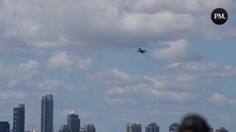 A CF-18 Hornet performs at the Canadian International Air Show