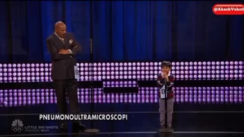 7 year old Akash Vukoti is asked to spell Pneumonoultramicroscopicsilicovolcanoconiosis