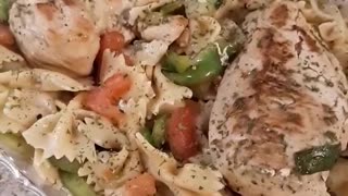 Chicken breast cori' with green peppers & bowtie pasta. Coming soon....