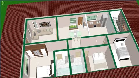 3D PLAN FOR BEAUTIFUL HOUSE WITH 3 BEDROOMS