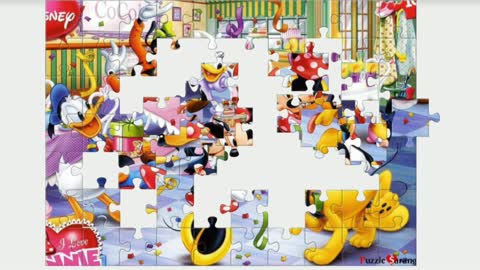 Puzzle. Party at the Disney cartoons.