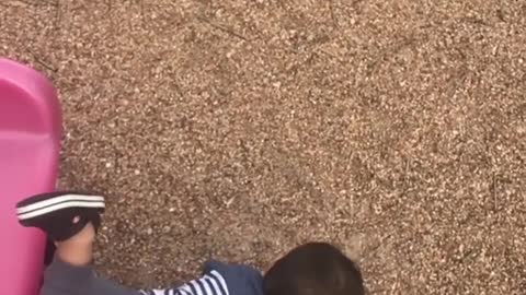 Collab copyright protection - toddler boy red slide faceplant fail